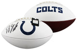 Colts D.J. Giddens Signed Franklin White Panel Logo Football W/ Case BAS Witness