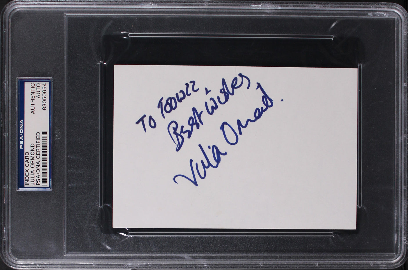 Julia Ormond The Walking Dead "Best Wishes" Signed 4x6 Index Card PSA Slabbed