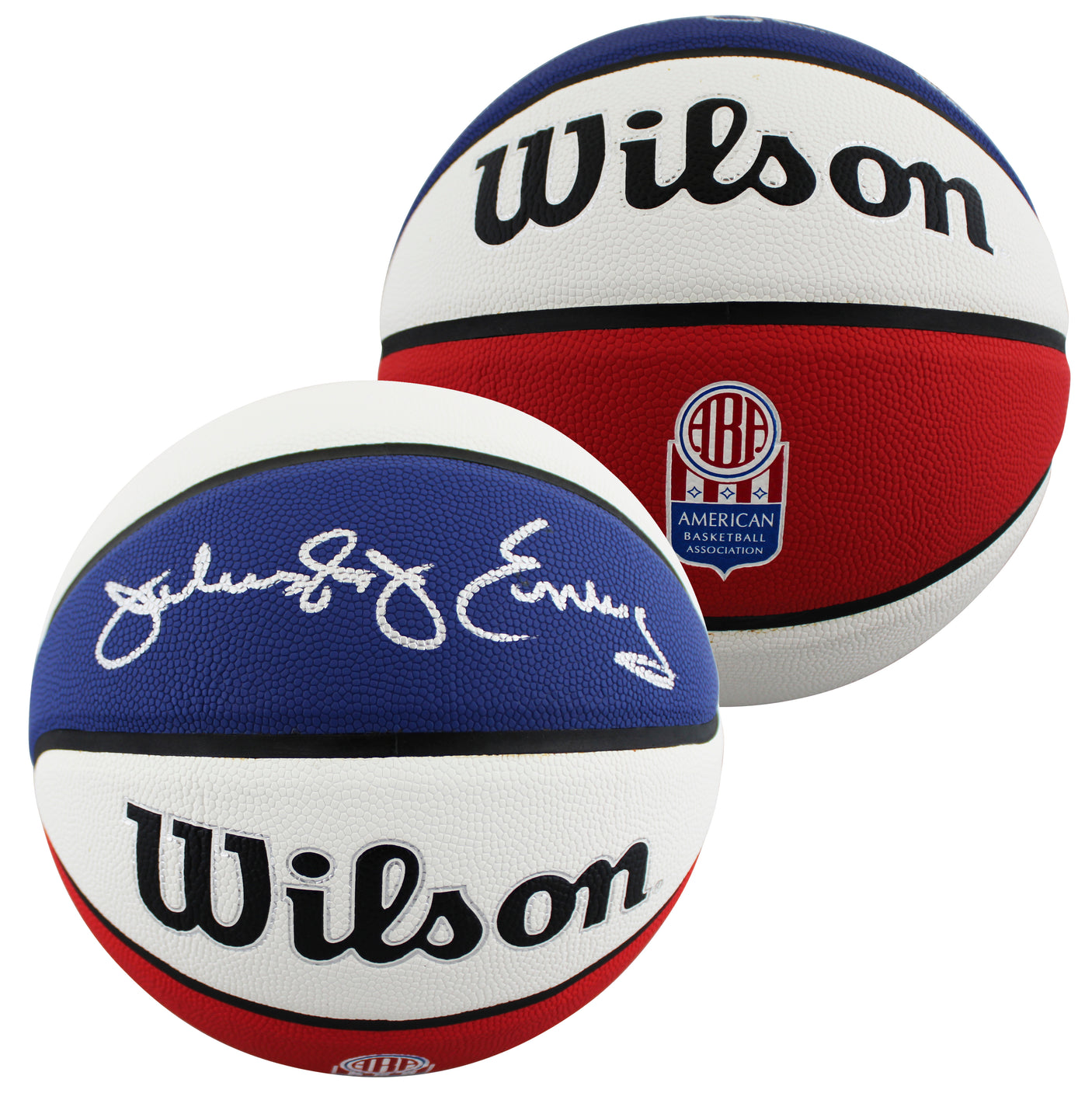 76ers Julius "Dr. J" Erving Authentic Signed ABA Basketball w/ Case BAS Wit 2