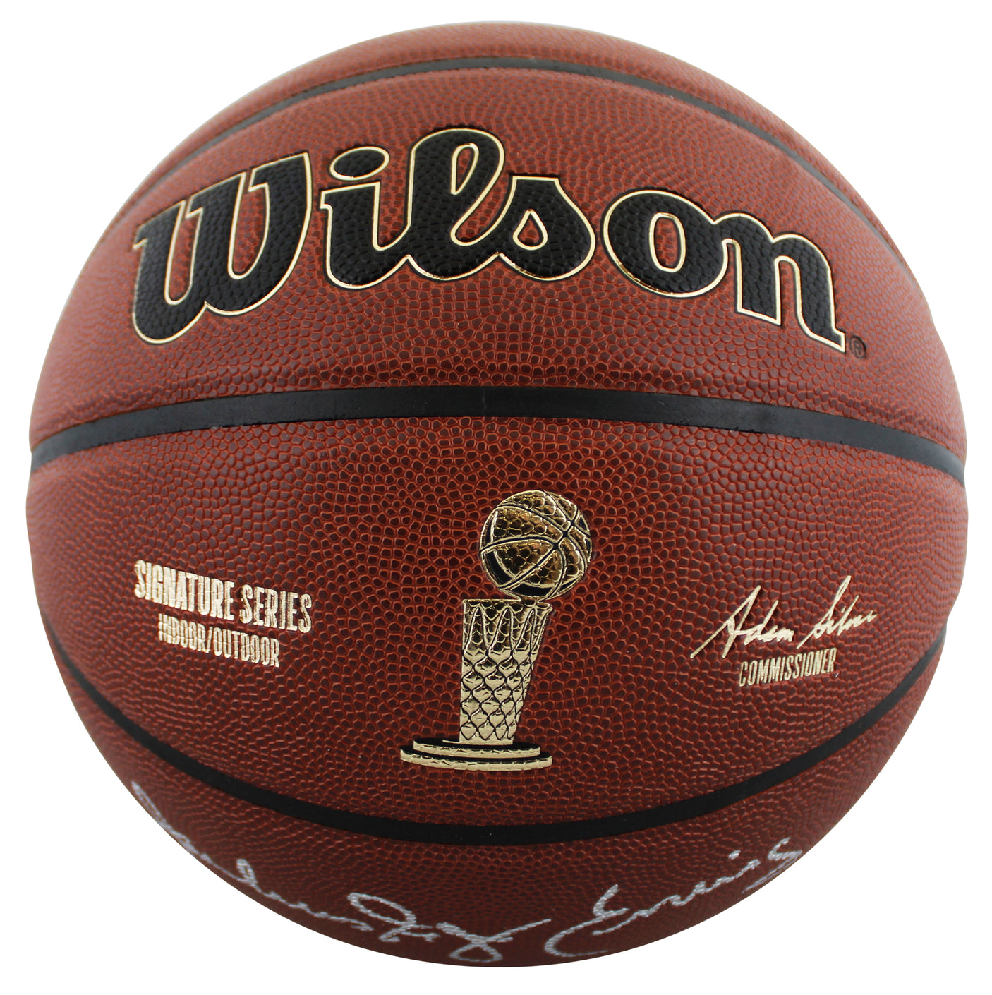 76ers Julius "Dr. J" Erving Signed Wilson Trophy Series Basketball BAS Witnessed