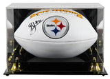 Steelers Jack Sawyer Signed Rawlings White Panel Logo Football W/ Case BAS Wit