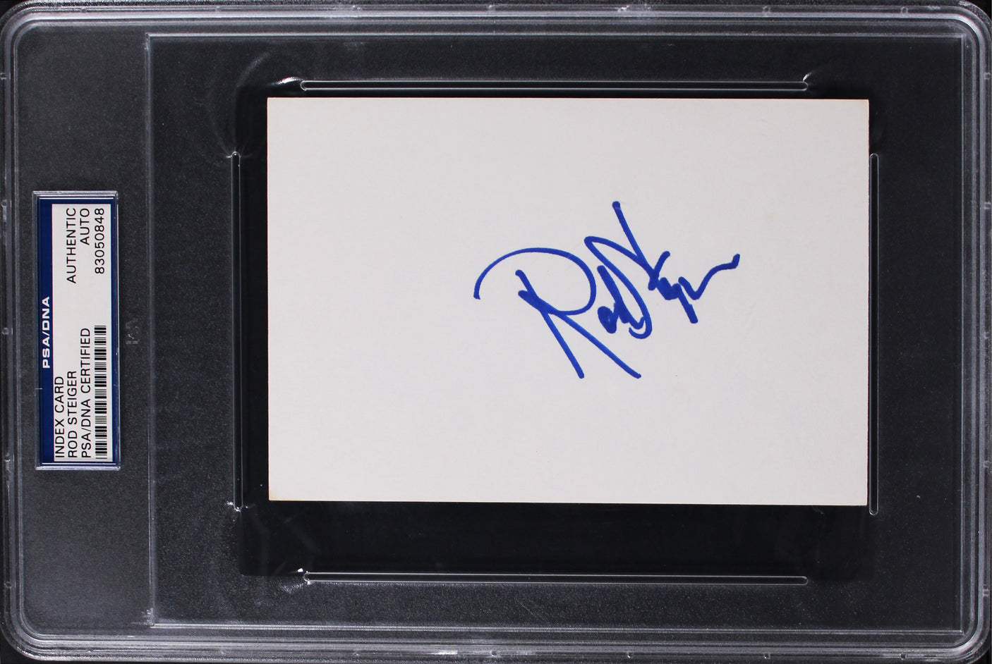 Rod Steiger In The Heat of the Night Authentic Signed 4x6 Index Card PSA Slab