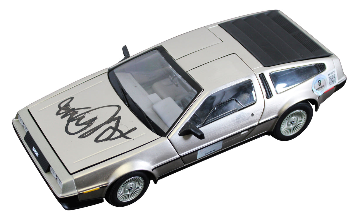 Michael J. Fox Back To The Future Signed 1:18 Die Cast DeLorean BAS #BW88013