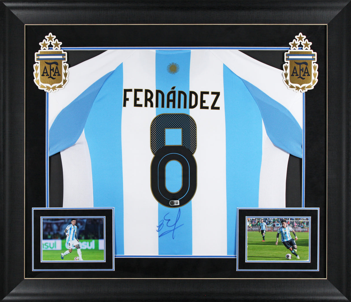 Enzo Fernndez Signed Blue & White Argentina Framed Jersey BAS #BU16927