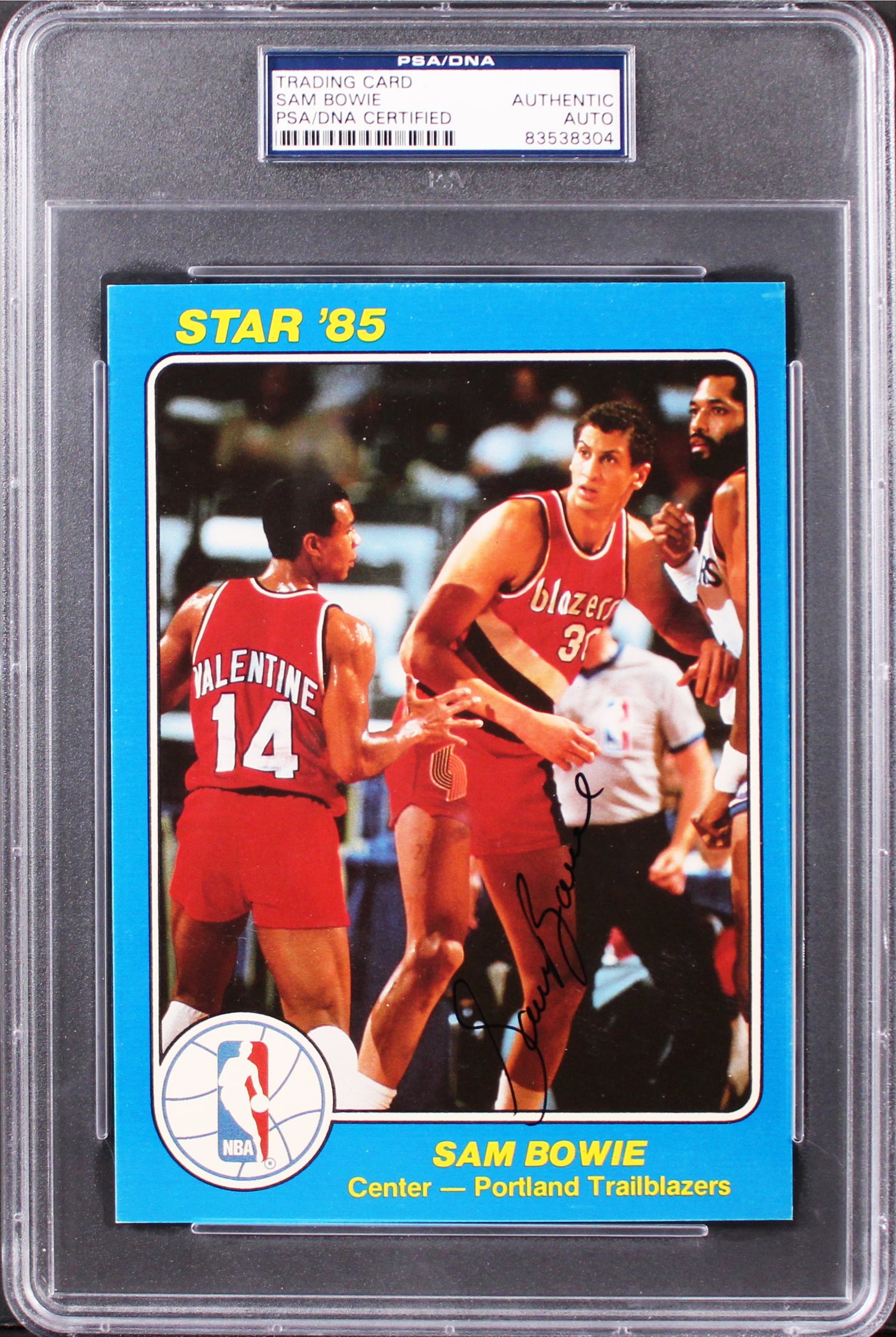 Blazers Sam Bowie Signed 5x7 1985 Star NBA Court Kings #44 Card PSA/DNA Slab