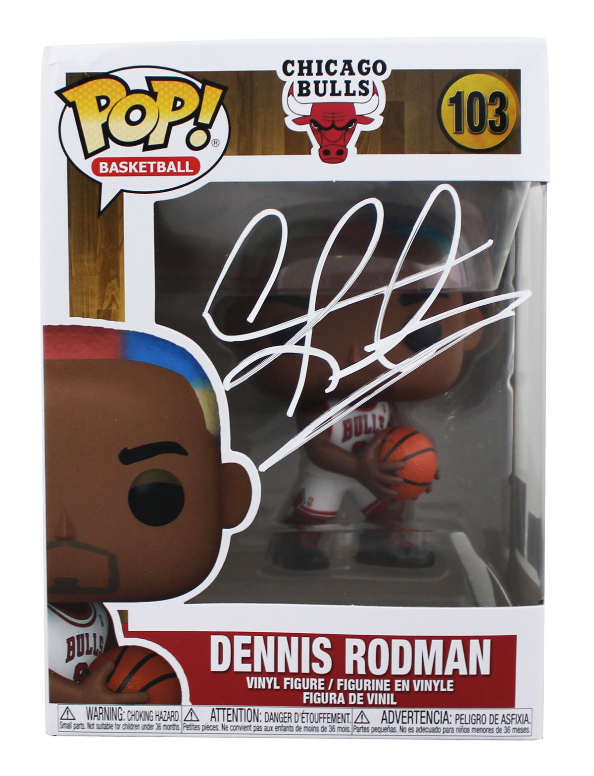 Bulls Dennis Rodman Signed #103 Funko Pop Vinyl Figure BAS Witnessed #4W113576
