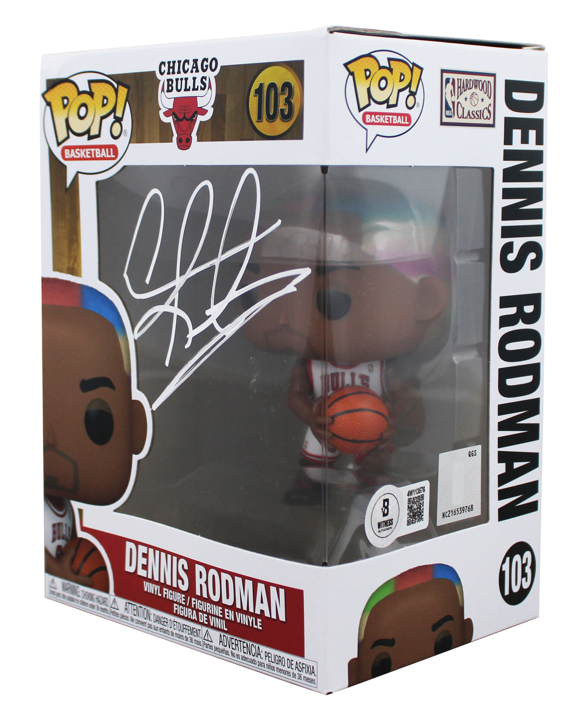 Bulls Dennis Rodman Signed #103 Funko Pop Vinyl Figure BAS Witnessed #4W113576