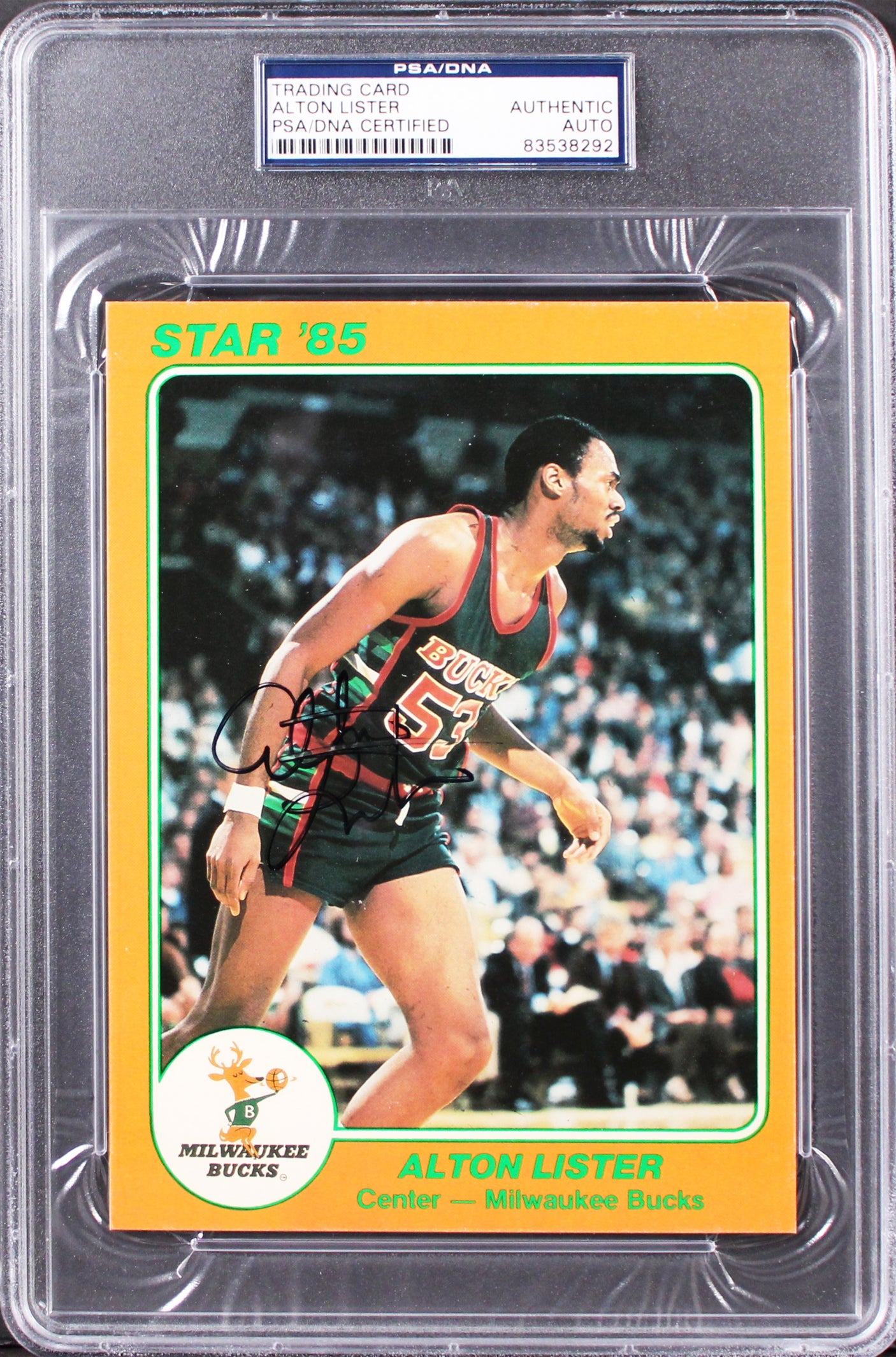 Bucks Alton Lister Signed 5x7 1985 Star NBA Court Kings #5 Card PSA/DNA Slabbed