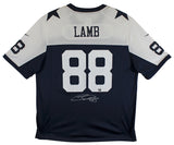 Cowboys CeeDee Lamb Signed Navy Blue Thanksgiving Nike Game Jersey Fanatics