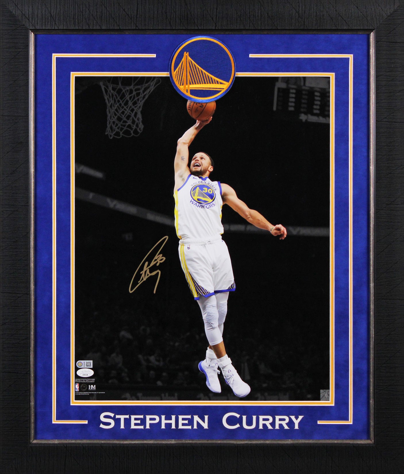 Warriors Stephen Curry Signed 16x20 Framed Dunking Spotlight Photo JSA #AS85254