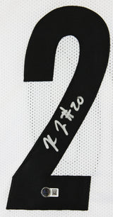 Kaleb Johnson Authentic Signed White Pro Style Jersey Autographed BAS Witness 1