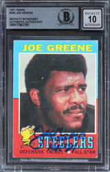 Steelers Joe Greene Authentic Signed 1971 Topps #245 Card Auto 10 BAS Slab 8