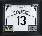 Junior Caminero Authentic Signed White Pro Style Framed Jersey Autographed BAS