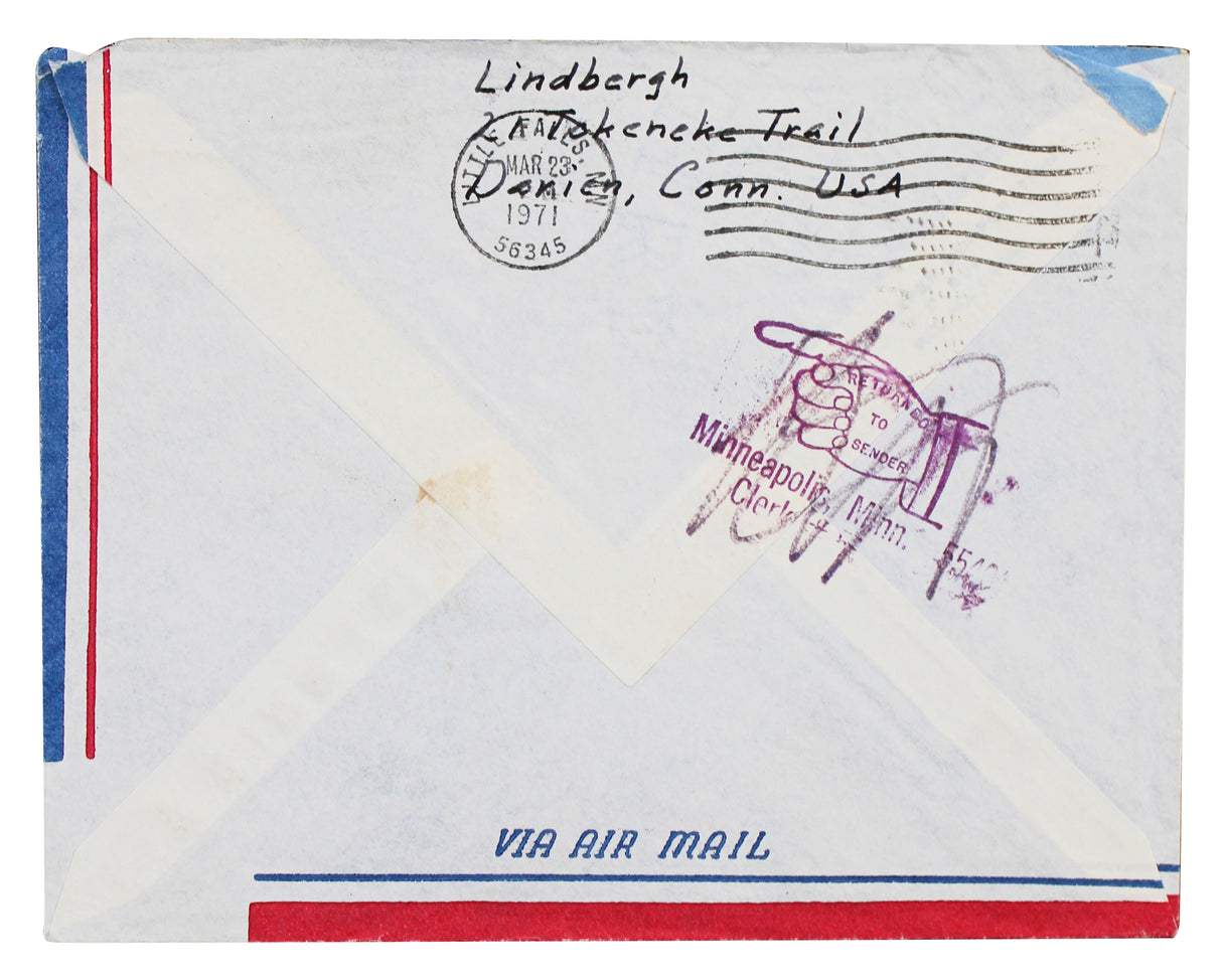 Charles Lindbergh Signed 8.5x11 1971 Handwritten Letter Auto 9! JSA #ZZ80611