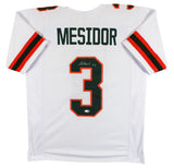 Miami Akheem Mesidor Authentic Signed White Pro Style Jersey JSA Witness