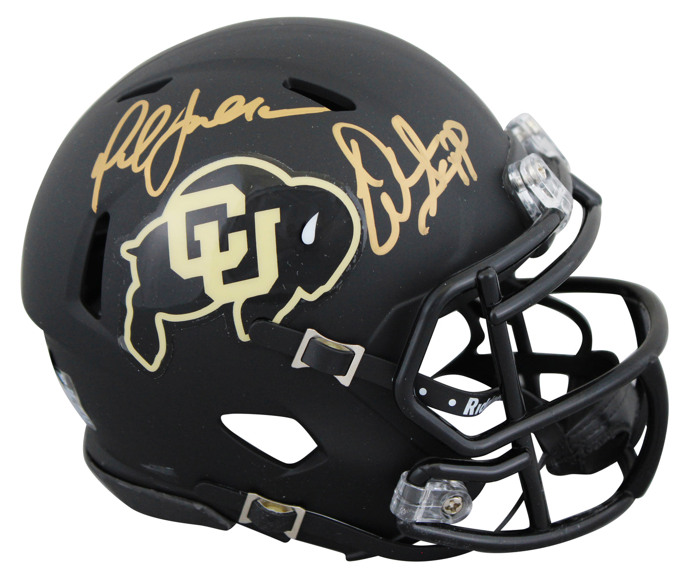 Colorado Warren Sapp & Marshall Faulk Signed Black Speed Mini Helmet BAS Wit