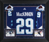Avs Nathan MacKinnon Signed Blue Adidas ASG Framed Jersey w Fight Strap Fanatics