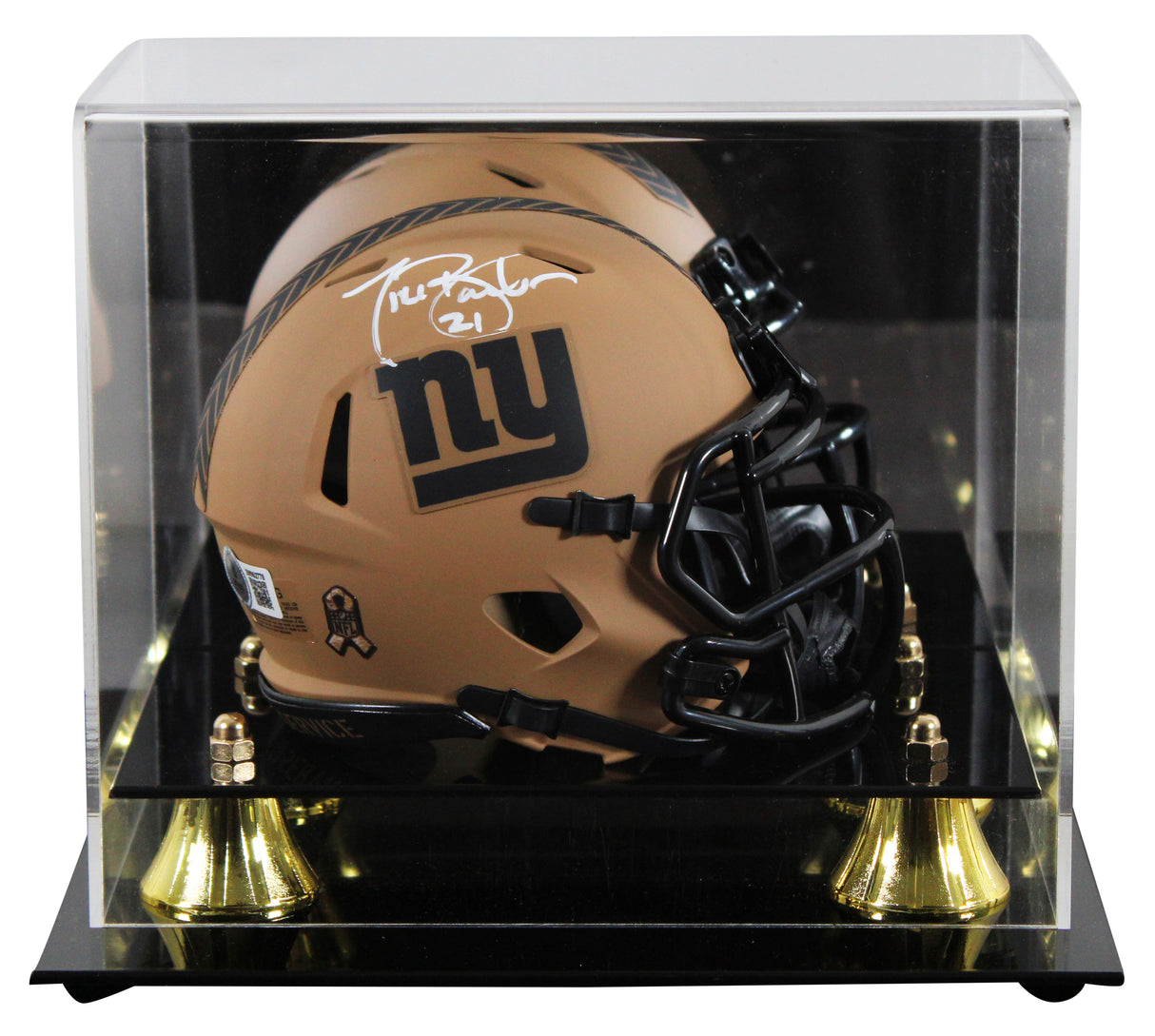 Giants Tiki Barber Signed STS II Speed Mini Helmet W/ Case BAS Witnessed