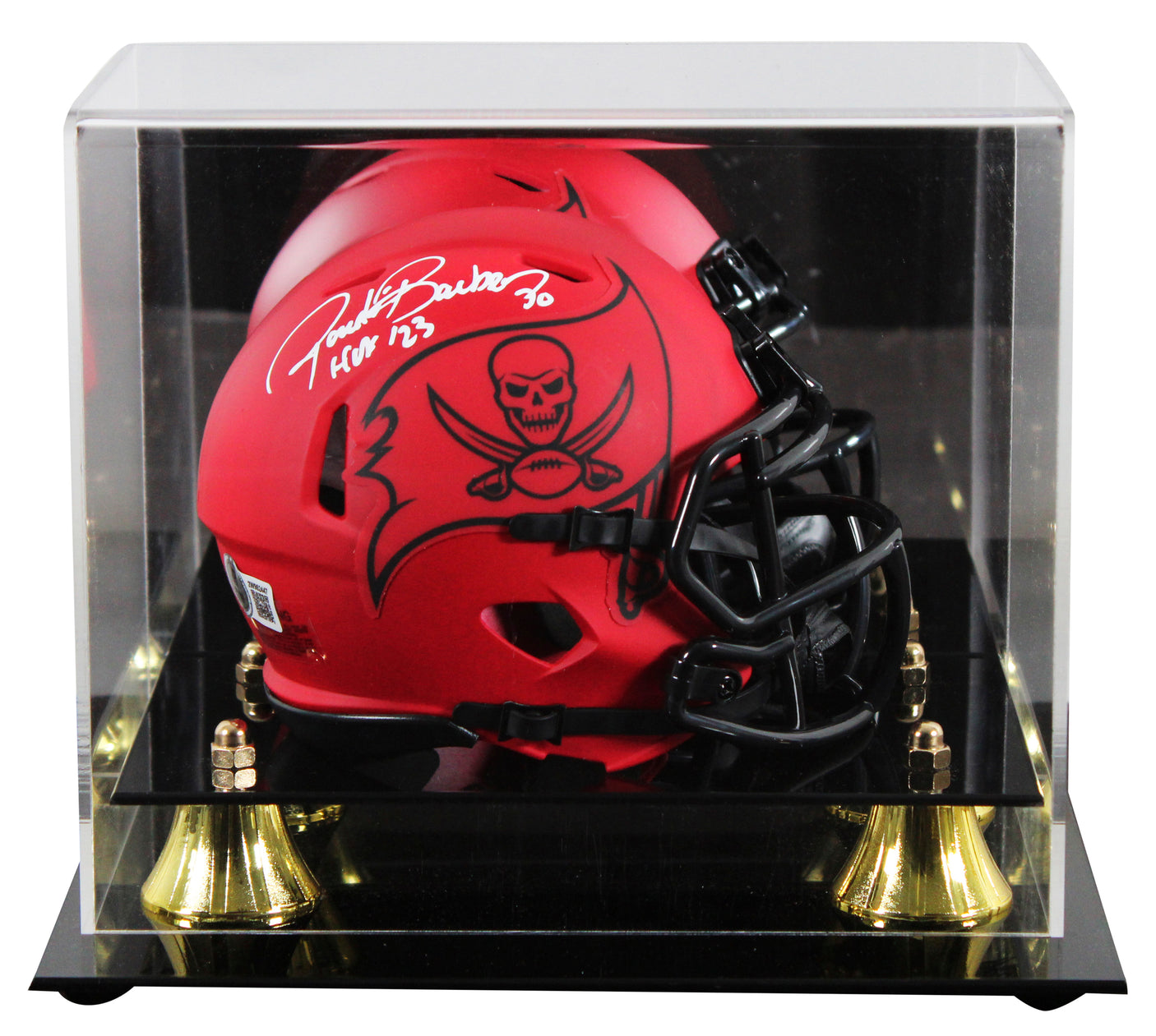 Buccaneers Ronde Barber "HOF 23" Signed Rave Speed Mini Helmet W/ Case BAS Wit