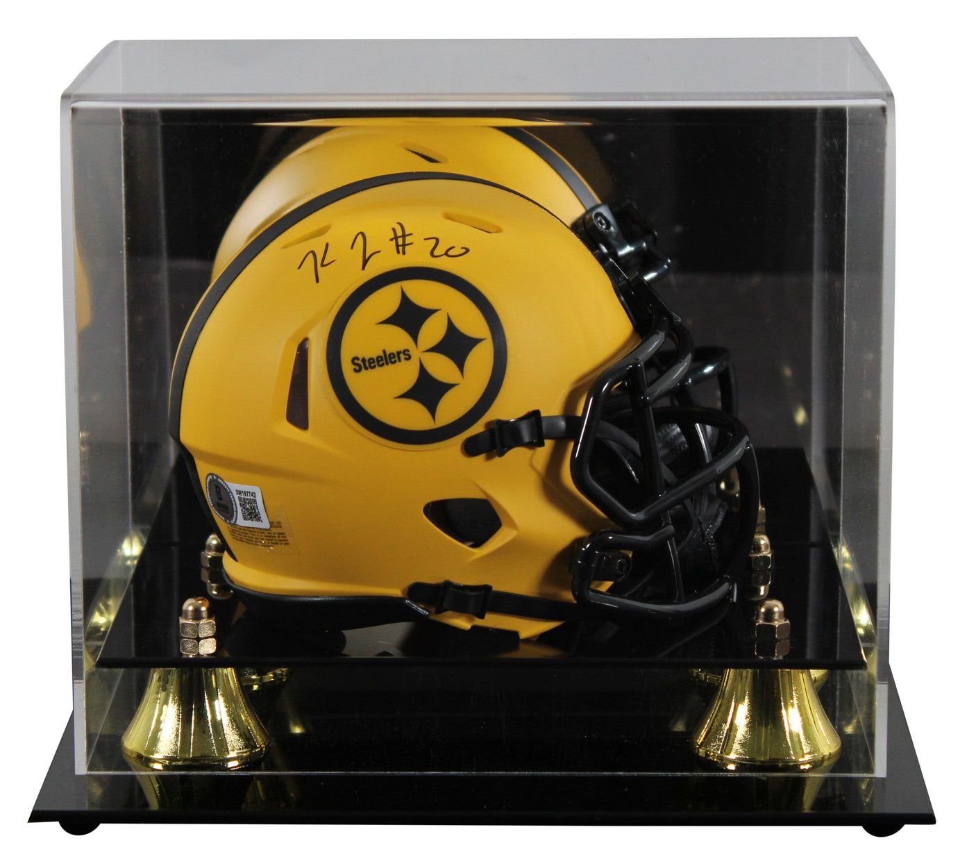Steelers Kaleb Johnson Signed Rave Speed Mini Helmet W/ Case BAS Witnessed