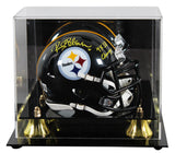 Steelers Rocky Bleier "4x SB Champs" Signed Speed Mini Helmet W/ Case BAS Wit