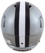 Cowboys Roger Staubach Signed Silver Full Size Speed Rep Helmet W/ Case BAS Wit