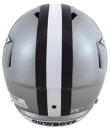 Cowboys Roger Staubach Signed Silver Full Size Speed Rep Helmet W/ Case BAS Wit