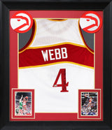 Spud Webb "86 Dunk Champ" Signed White Pro Style Framed Jersey BAS Witnessed