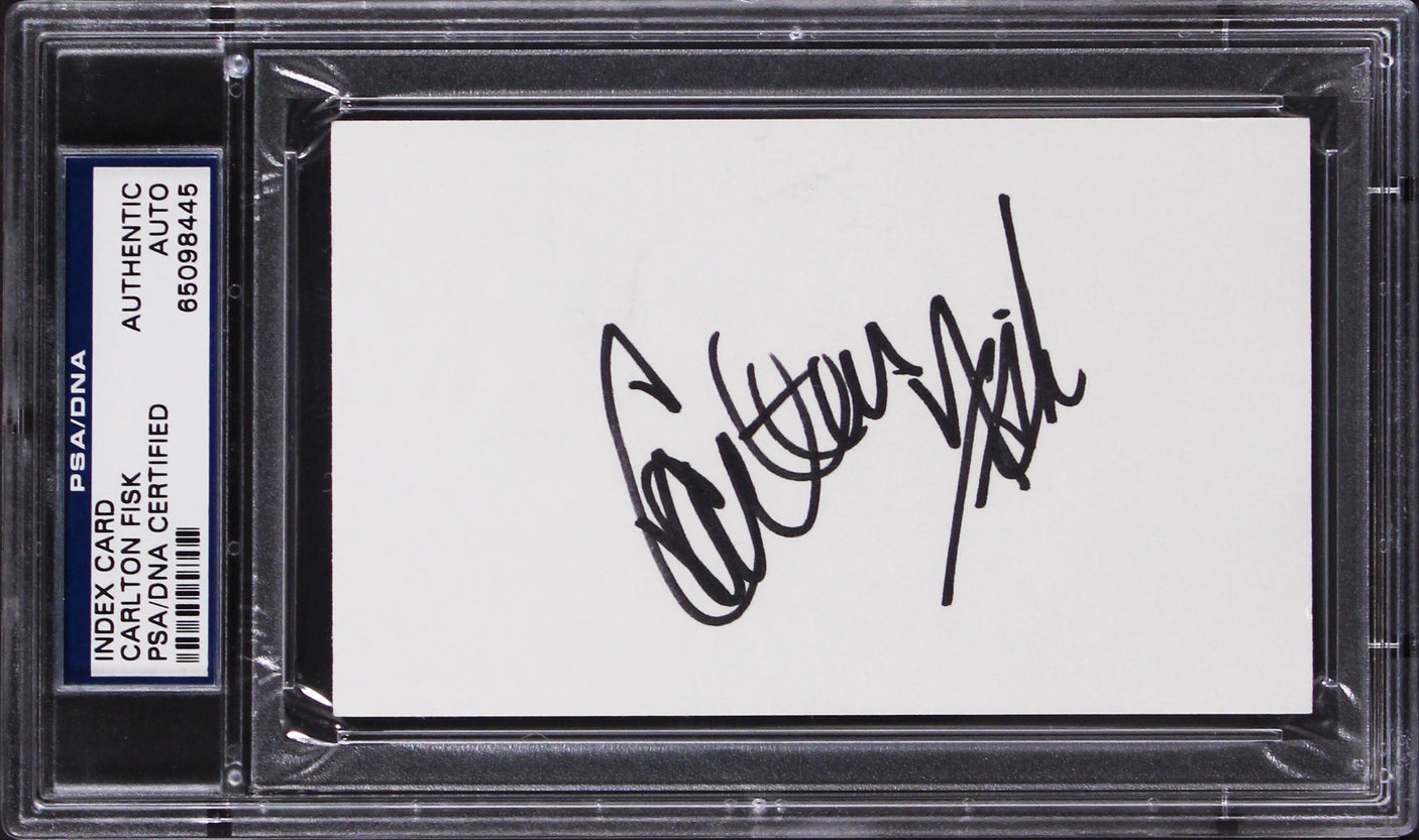 Red Sox Carlton Fisk Authentic Signed 3x5 Index Card Autographed PSA/DNA Slabbed