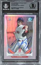 Red Sox Michael Kopech Signed 2014 Bowman Chrome Draft Ref #CDP29 Card BAS Slab
