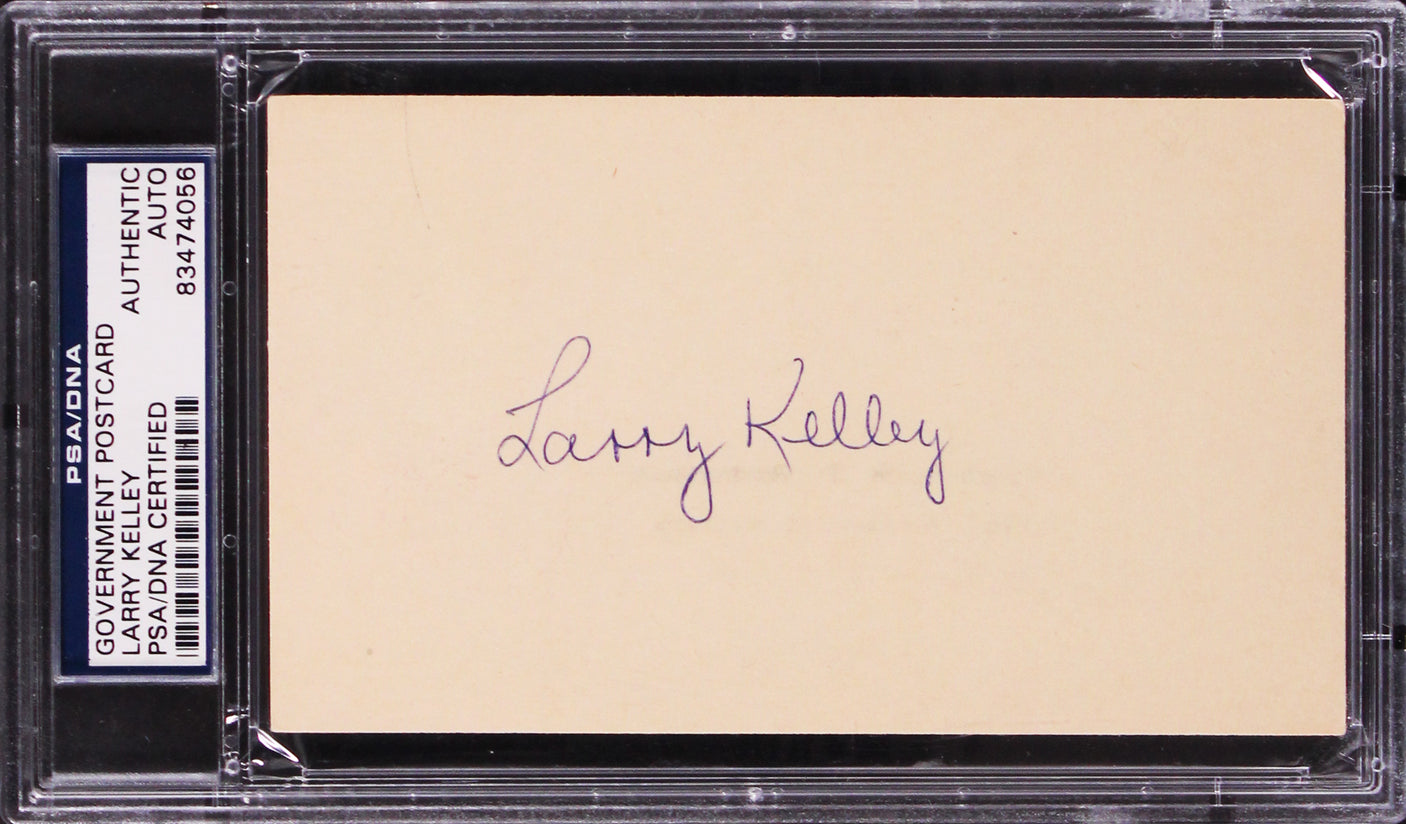 Larry Kelley Authentic Signed 3.25x5.5 Government Postcard Autographed PSA Slab