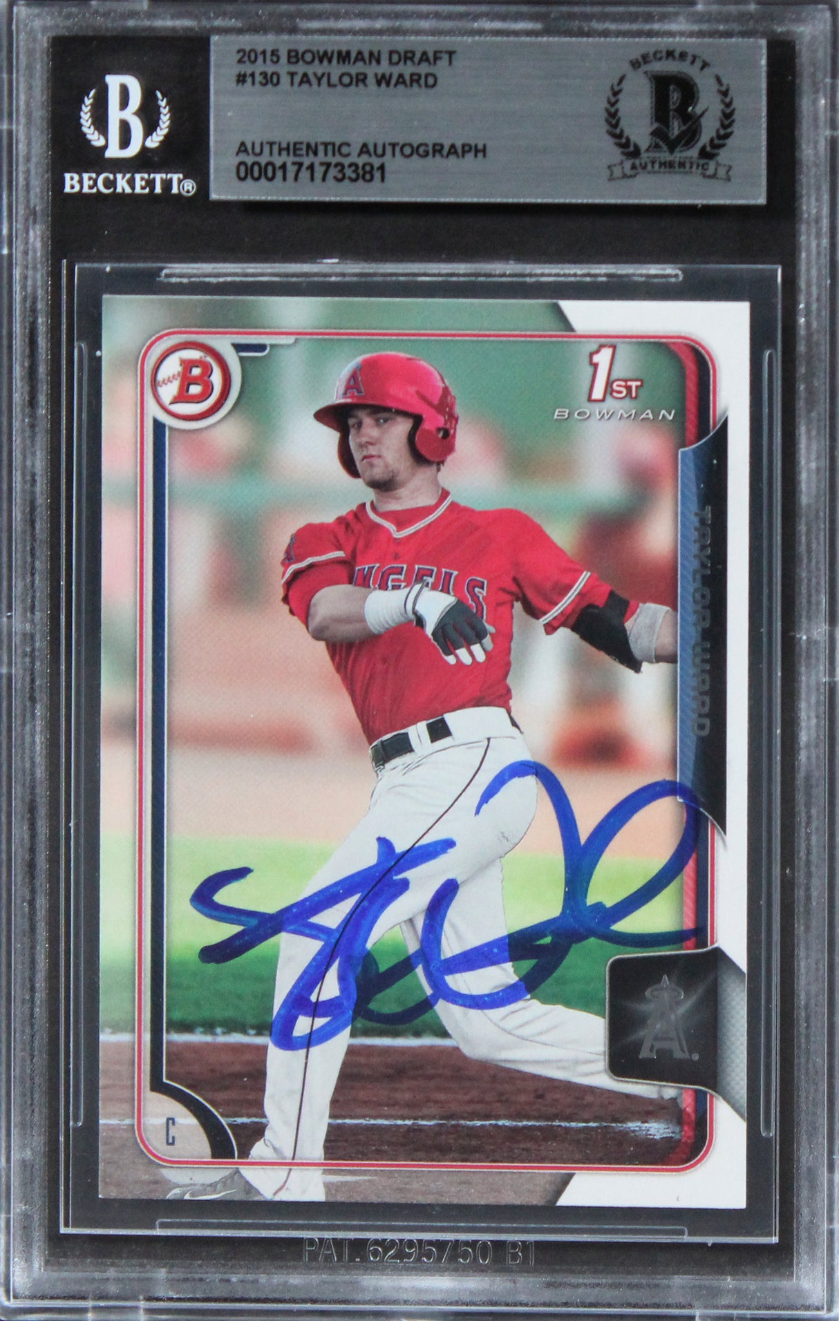 Angels Taylor Ward Authentic Signed 2015 Bowman Draft #130 RC Card BAS Slabbed