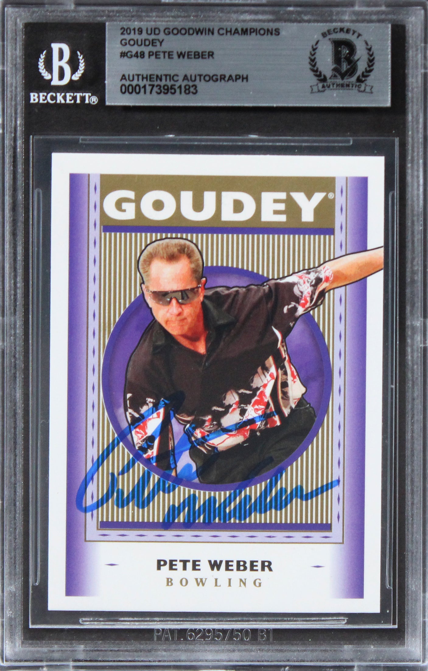 Pete Weber Auth Signed 2019 UD Goodwin Champions Goudey #G48 Card BAS Slabbed