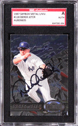 Yankees Derek Jeter Signed 1997 Skybox Metal Univ. #118 Graded A Card SGC Auth