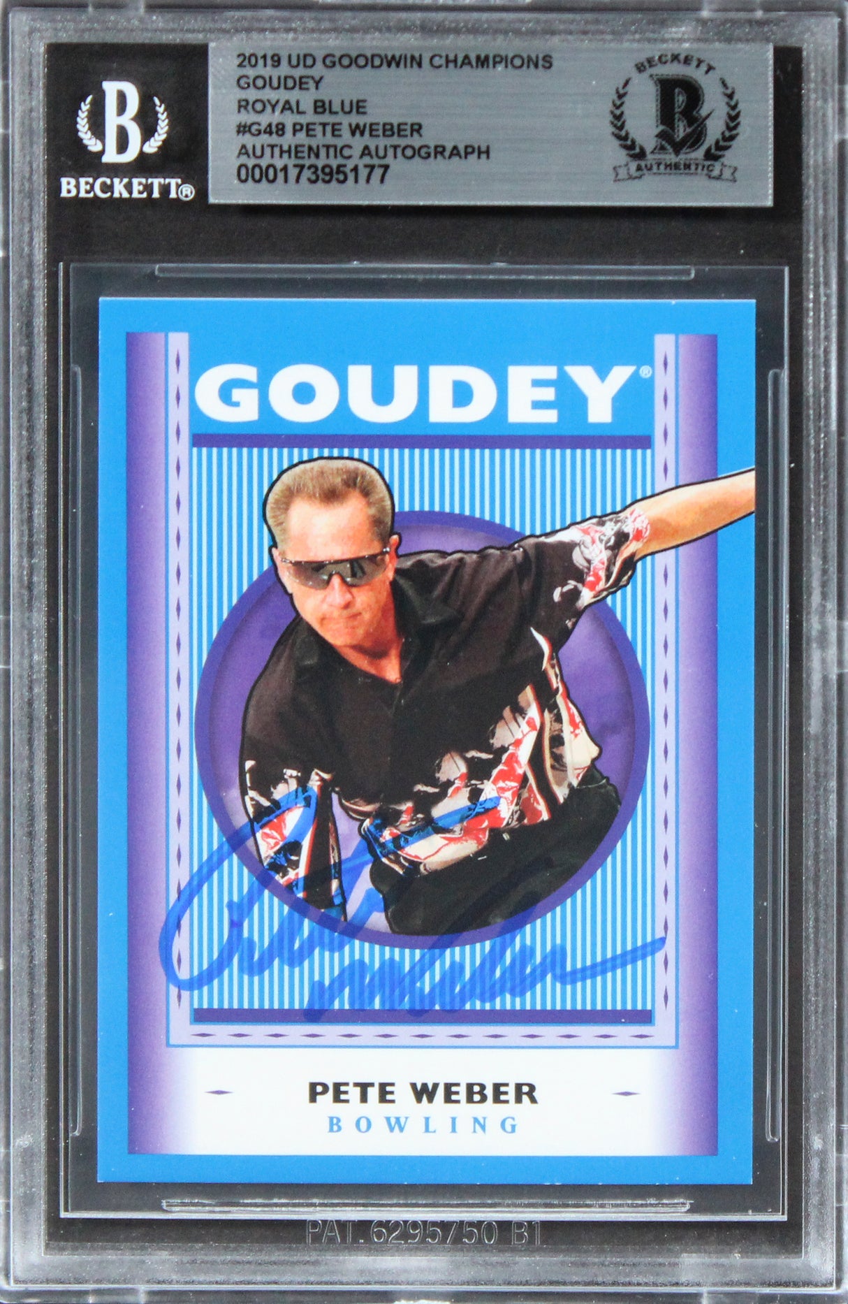 Pete Weber Signed 2019 UD Goodwin Champions Goudey Royal Blue #G48 Card BAS Slab