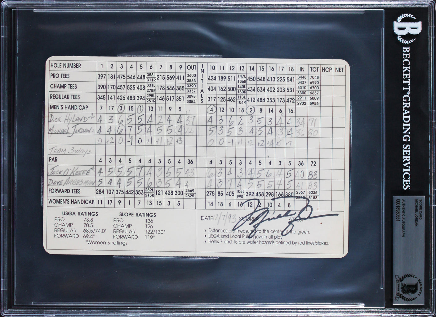 Michael Jordan Signed The Golf Club At Desert Mountain Scorecard BAS Slabbed 2