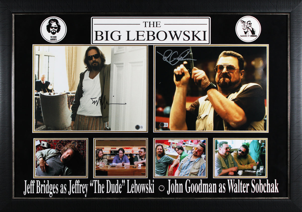 Jeff Bridges & John Goodman Big Lebowski Signed 11x14 Photo Framed Display BAS
