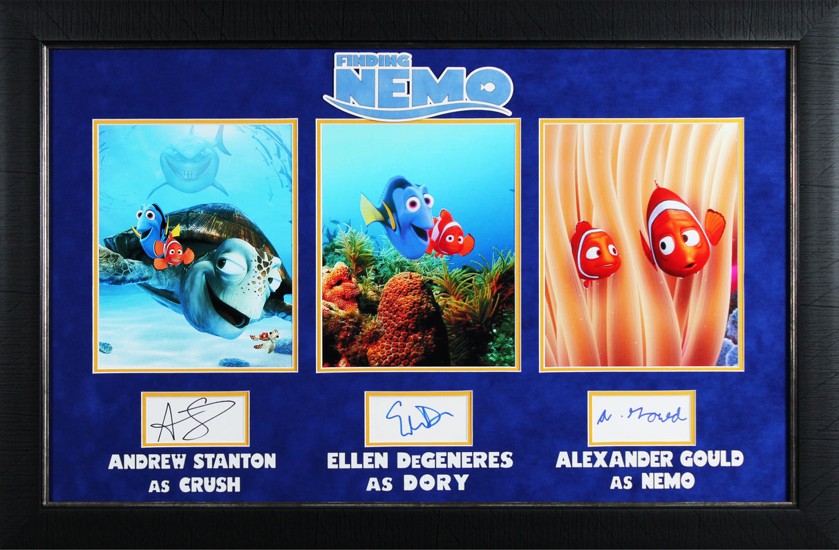 Finding Nemo (3) Stanton, DeGeneres & Gould Authentic Signed Framed Display BAS
