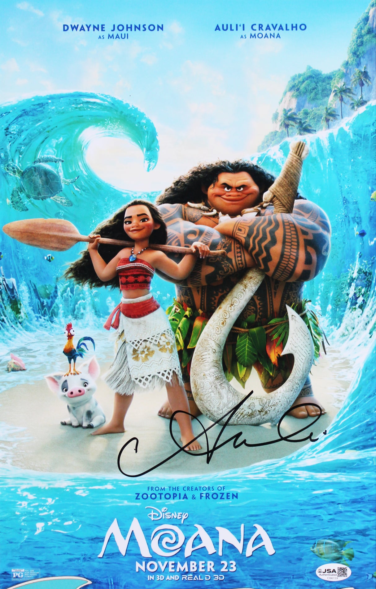 Auli'i Cravalho Moana Signed Framed 11x17 Mini Movie Poster Photo JSA #CI90159