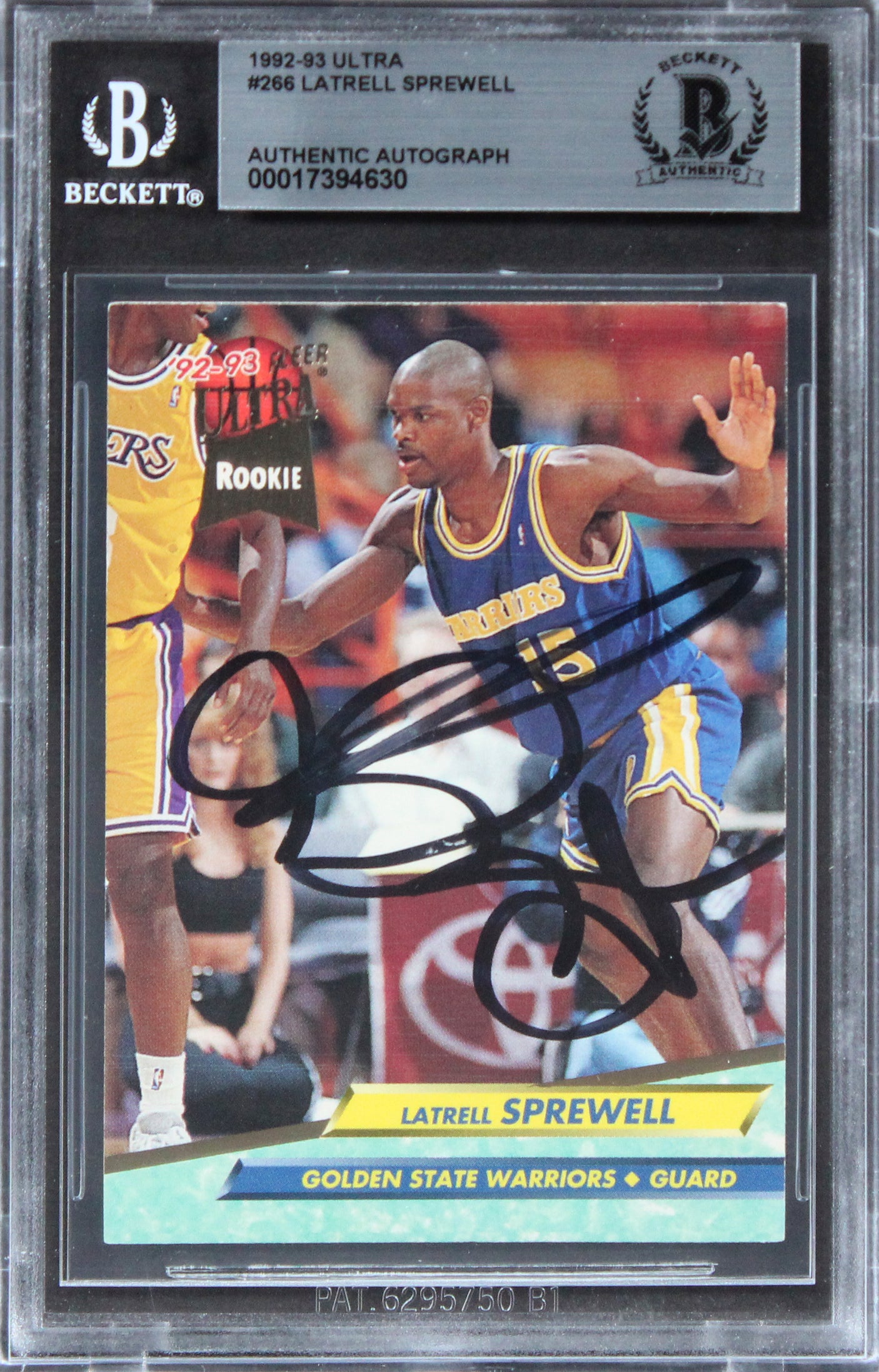 Warriors Latrell Sprewell Authentic Signed 1992 Ultra #266 Card BAS Slabbed