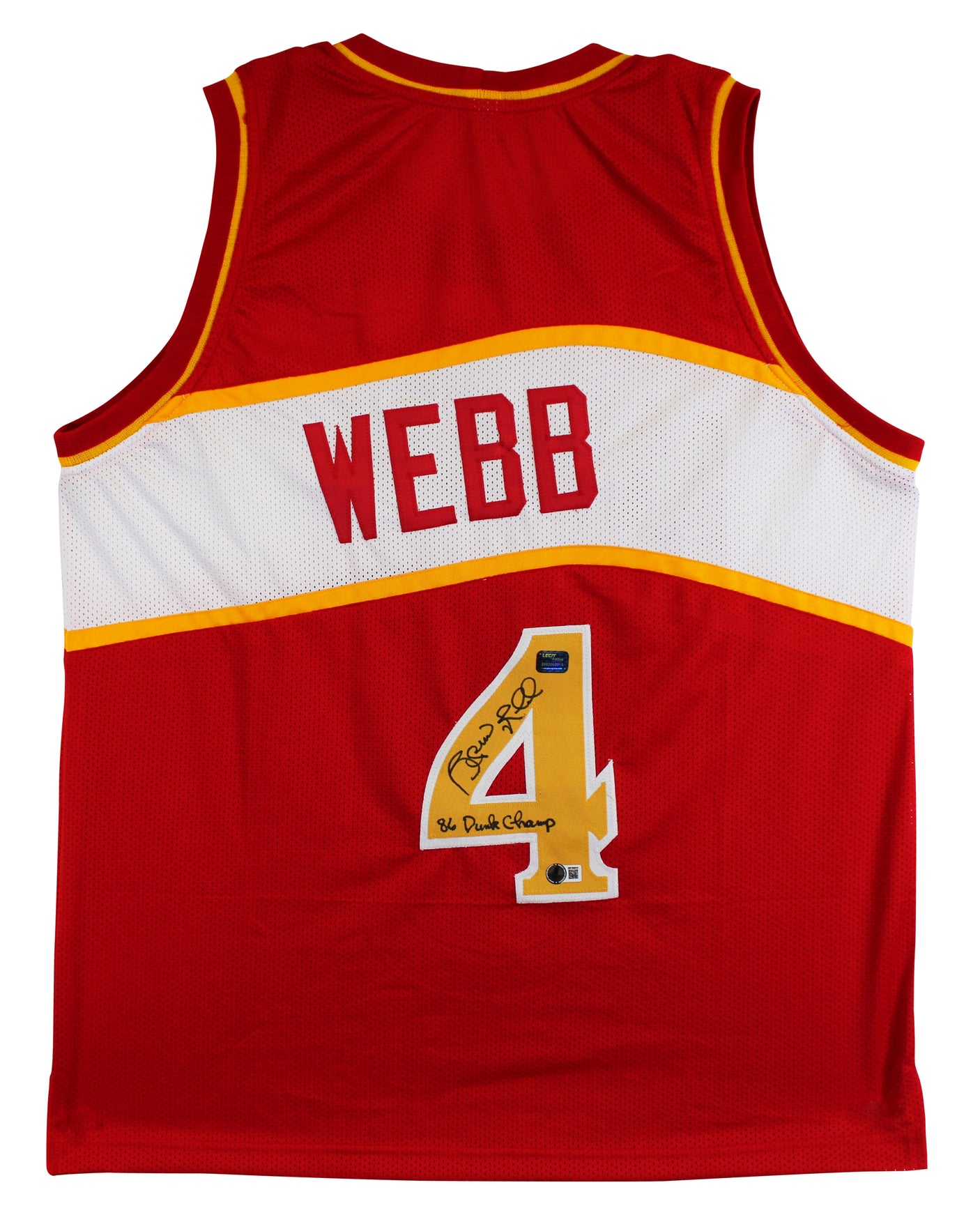 Spud Webb "1986 Dunk Champ" Signed Red Pro Style Jersey BAS Witnessed #3W190910