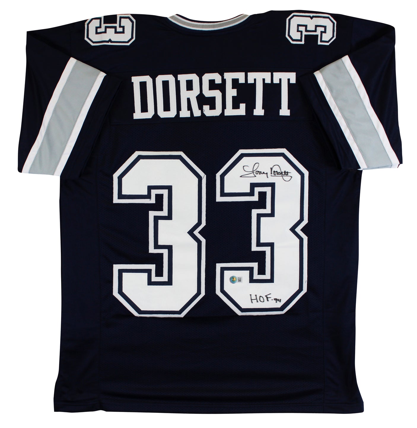 Tony Dorsett "HOF 94" Authentic Signed Navy Pro Style Jersey BAS Witnessed 2