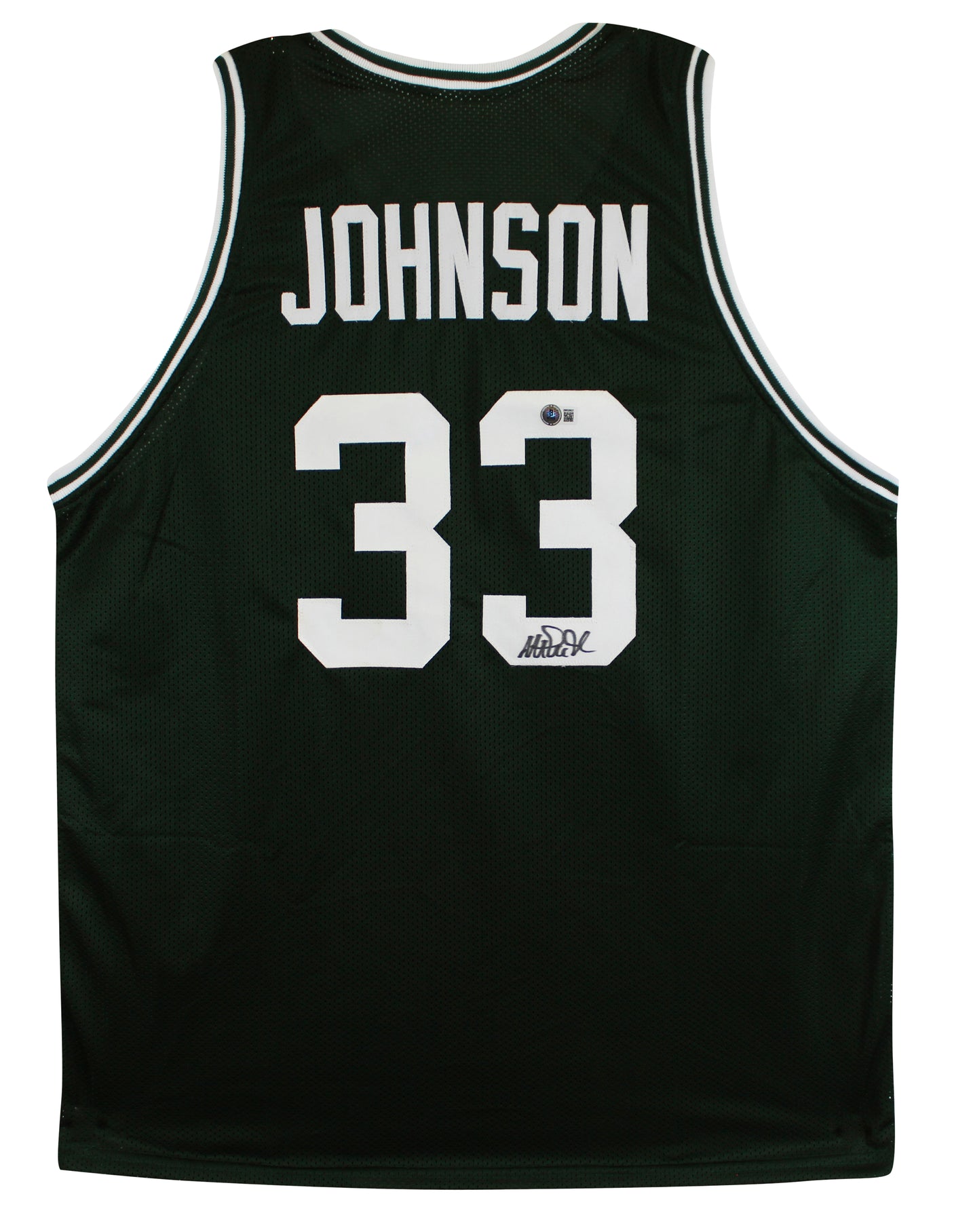 Michigan State Magic Johnson Signed Green Pro Style Jersey BAS Witnessed 3