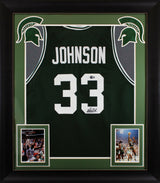 Michigan State Magic Johnson Signed Green Pro Style Framed Jersey BAS Witness 4