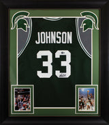 Michigan State Magic Johnson Signed Green Pro Style Framed Jersey BAS Witness 3
