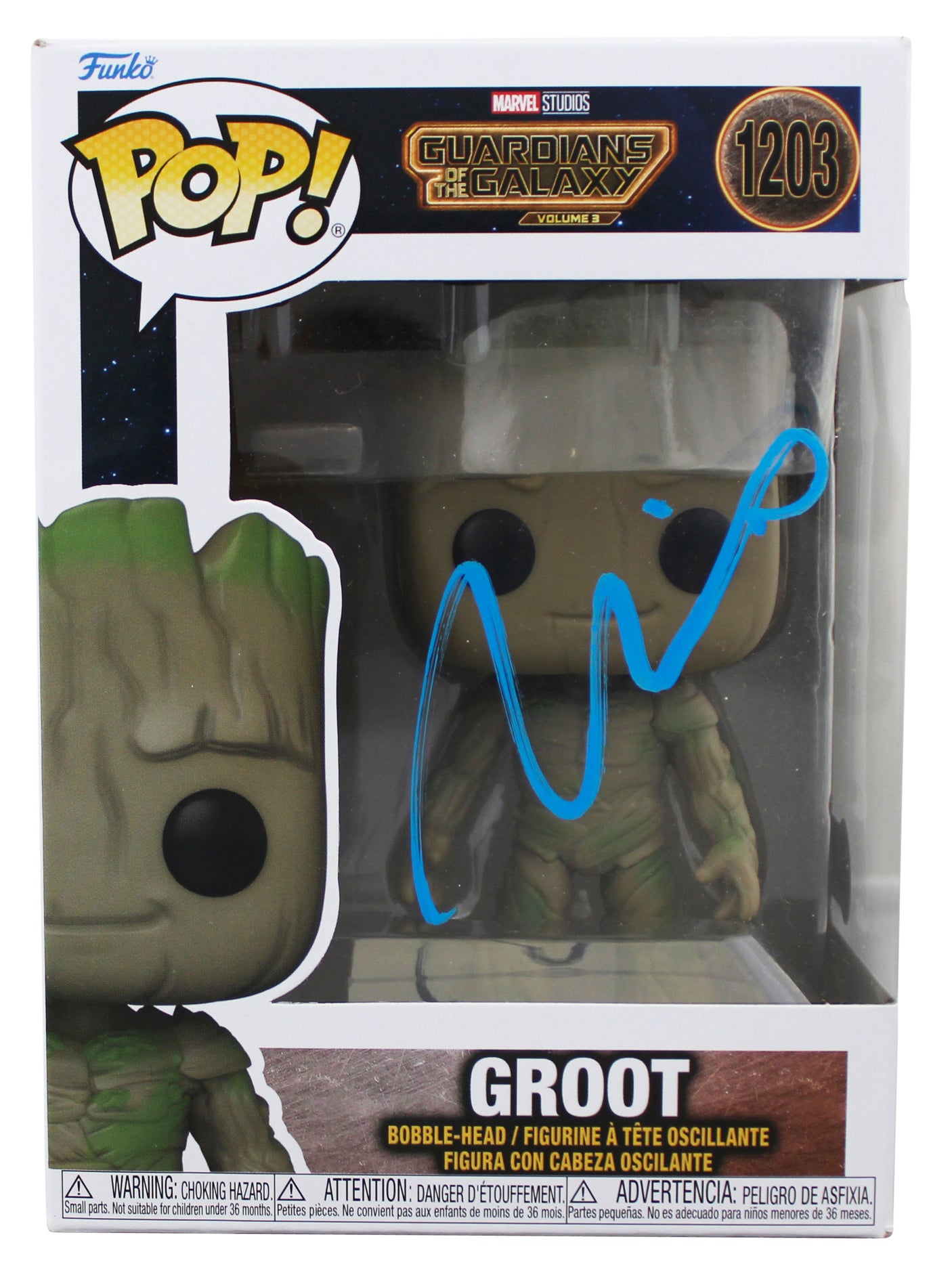 Vin Diesel GOTG Vol. 3 Signed Groot #1203 Funko Pop Vinyl Figure BAS #BS73860