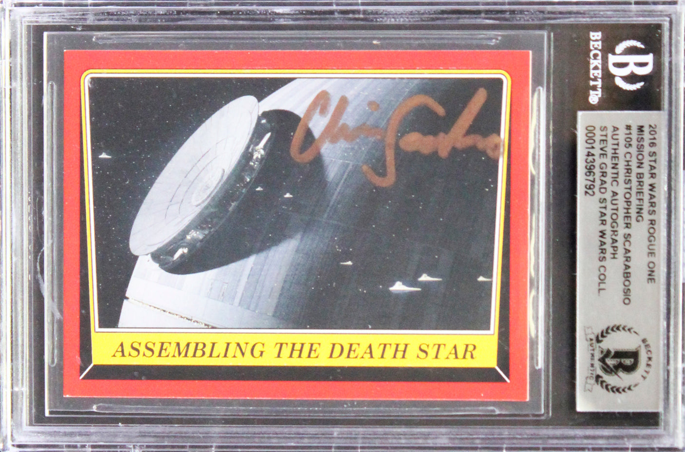 Christopher Scarabosio Signed 2016 Topps Star Wars Rogue One #105 Card BAS Slab