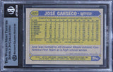 Athletics Jose Canseco Authentic Signed 1987 Topps #620 Card BAS Slabbed
