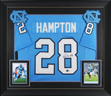 UNC Omarion Hampton Signed Carolina Blue Pro Style Framed Jersey BAS Witnessed