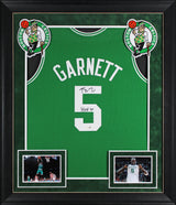 Celtics Kevin Garnett "HOF 20" Signed Green M&N HWC Swingman Framed Jersey JSA W